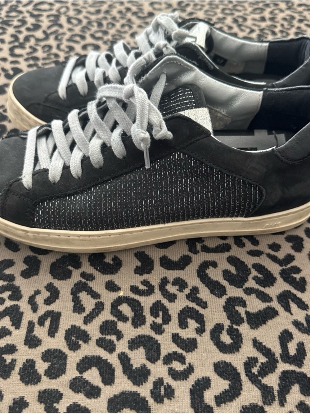 P448 Black and Silver Low-Top Sneakers